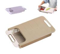 Expandable 2-in-1 Cutting Board with Colander Basket - Space Saving Kitchen Chopping Block Over Sink, Non-Slip Food Prep Station with Drain Basket for Fruits Vegetables Pasta (B.)