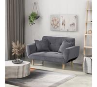 Expandable 2 Seater Recliner Settee with Adjustable Positions, Fabric Loveseat for Flats, Dormitories, Guest Room, 125x61x70 cm, Grey Aosom.UK