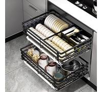 Expandable 2-Tier Stainless Steel Drawer nizer, 304 Metal Under Sink Storage with Sturdy rts for Pots and Pans, Kitchen Cabinet Space Saver