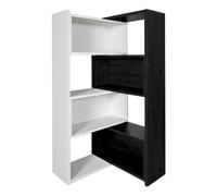 Expandable 3-in-1 Convertible Bookcase, Adjuble Width, Corner & Straight Design, 4-Tier Modern nizer, Space-Saving Sto Solut (White & Black, 47.2" × 11.8" × 63.0")