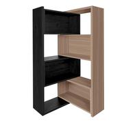 Expandable 3-in-1 Convertible Bookcase, Adjuble Width Corner & Straight Shelf Design, 4-Tier Modern nizer, Space-Saving Sto Solut (Black & Light Brown, 47.2" × 11.8" × 63.0")