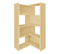 Expandable 3-in-1 Convertible Bookcase, Adjuble Width, Corner & Straight Shelf Design, 4-Tier Modern Sto nizer, Space-Saving Wood Boohelf (47.2" × 11.8" × 63.0")