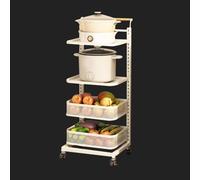 Expandable 3-Tier Microwave Oven Rack with Cupboard - Multi-functal Kitchen Shelving for Tins & Ses, Includes 4 Boards & 2 Baskets, Space-Saving nizer