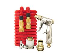 Expandable 50FT Garden Hose with Metal Spray Gun Flexible Magic Hose Pipe for Car Wash Heavy Duty Watering Red Hose for Easy Storage
