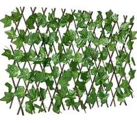 Expandable Artificial Grass Fence Green Leaves Trellis Hedge, 40cm High, Extends to 120cm, Artificial Wall Hedge Balcony Privacy Decorative Trellis Faux Green Grass Plant for Home Décor