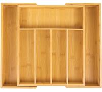 Expandable Bamboo Cutlery Drawer Organizer - Natural Wood Utensil Tray with Knife Holder by Koksi - Adjustable Kitchen Drawer Divider for Silverware and Flatware