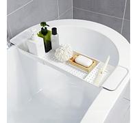 Expandable Bath Tray Organizer, Adjustable Plastic Bath Caddy, Bathroom Storage Shelf for Tub, Bathtub Accessories, Spa Essentials, Perfect for Relaxation and Convenience