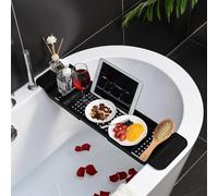 Expandable Bathtub Tray Caddy | Spa Rack for Book Wine & Phone | Adjustable Bath Tub Shelf Table - Perfect for Relaxation (Color: D)