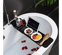 Expandable Bathtub Tray Spa Bathtub Caddy Organizer Rack Book Wine Phone Table Holder Bottom Bath Tub Tray Shelf(Svart)