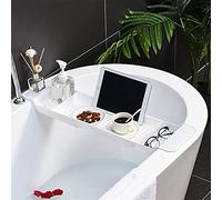 Expandable Bathtub Tray Spa Bathtub Caddy Organizer Rack Book Wine Phone Table Holder Bottom Bath Tub Tray Shelf(Wit)