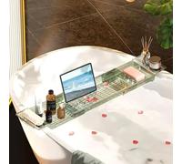 Expandable Bathtub Tray with Anti-Slip Design & Drainage Holes - Holds Wine, Phone & Essentials for Ultimate Bath Relaxation
