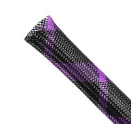 Expandable Braided Sleeving, PET Automotive Wire Loom Flexible Cable Management Wire Sleeving Cord Protector from Pets Chewing for Audio Video and Other Home Device (1/4"x26.25ft, Black-Purple)