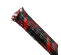 Expandable Braided Sleeving, PET Automotive Wire Loom Flexible Cable Management Wire Sleeving Cord Protector from Pets Chewing for Audio Video and Other Home Device (1/4"x26.25ft, Black-Red)