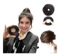 Expandable Bun Piece Ponytail Extensions Synthetic Donut Updo Hairpiece Bun Holder Stretchy Clip Ring(Natural black).