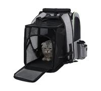Expandable Cat Backpack Carrier - Foldable Pet Travel Bag for Hiking Camping Road Trips, Breathable Cat Backpack for Car Biking Motorcycle | Soft-Sided Pet Carrier with Plush Pad & Nylon Mesh
