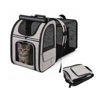 Expandable Cat Backpack Carrier Mesh Rucksack for Cats Small Dogs Up To 7kg | 4-Side Vent Mesh, Escape-Proof Lock Zips & Safety Hook, Expandable Extra Space, Padded Straps, Foldable With Storage Pockets