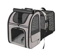 Expandable Cat Backpack - Dog Backpack up to 8 kg, Foldable Cat Backpack for Cats Dogs with Inner Safety Lead and Pet Mat Cat Transport Bag Max 42 x 28 x 60 cm Grey