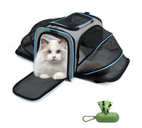 Expandable Cat Carrier - Airline Approved Pet Travel Bag for Cats, Small Dogs & Kittens, Foldable Soft-Sided Cat Basket with Breathable Mesh, Secure Zippers & Shoulder Strap (45 × 28 × 28 cm)