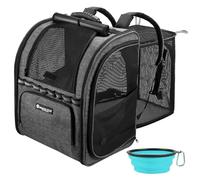 Expandable Cat Carrier Backpacks with Breathable Mesh, Pet Carrier Backpack for Cats Small Dogs Puppies Up to 20 Lbs, Dog Carrier Backpack Great for Travel/Hiking/Camping/Outdoor-Grey