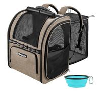 Expandable Cat Carrier Backpacks with Breathable Mesh, Pet Carrier Backpack for Cats Small Dogs Puppies Up to 20 Lbs, Dog Carrier Backpack Great for Travel/Hiking/Camping/Outdoor-Khaki