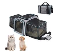 Expandable Cat Carrier, Foldable Dog Carrier Transport Bag with Shoulder Strap and Removable Mat, Portable Pet Travel Bag for Cat, Kittens, Rabbit, Puppy (Orange, 47 x 28 x 28cm)