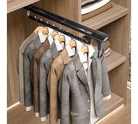 Expandable Closet Garment Rack Sliding Hanger nizer Multifunctional Extendable Wardrobe Rod Space-Saving Clothes Hanger with Soft-Close Rail (Size: 45.6cm/17.9in)