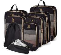 Expandable Compression Packing Cubes for Suitcases,6 Set Lightweight Compressible Travel Packing Organizer for Carry on Suitcase,Organizer Bags Set as Travel Essentials for Women, Black, 8