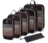 Expandable Compression Packing Cubes for Suitcases,6 Set Lightweight Compressible Travel Packing Organizer for Carry on Suitcase,Organizer Bags Set as Travel Essentials for Women, Black, 6 Pcs(XL,L,M