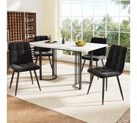 Expandable Dining Set for 4-140x80cm Rectangle Table & 4 Black Velvet Chairs - Modern Home Furniture, Stylish & Functional Dining Solution for Small Spaces