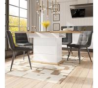 Expandable Dining Table 110-140 cm - Foldable Kitchen Table for 4-6, Space-Saving Design with 3 Shelves, Ideal for Dining Room & Living Space, Versatile & Stylish