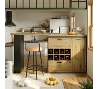 Expandable Dining Table (138 x 39 x 105 cm) Extendable Kitchen Table up to 220 cm Wooden Grain Finish Perfect for Dining Room & Living Room Space-Saving Design