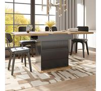 Expandable Dining Table for 4-6 People (110-140 x 80 cm) - Foldable Space-Saving Kitchen Table with 3 Shelves - Ideal for Modern Living Room & Dining Room Use.