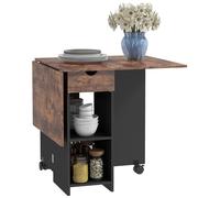 HOMCOM Foldable Dining Table - Drop Leaf Table with Storage - Rustic Brown | TJ Hughes