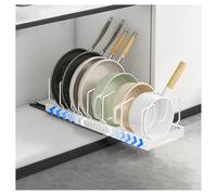 Expandable Dish Rack for Pots & Pans Under Cabinet Adjustable 10Cartment Lid nizer Removable Sliding Sto Depth 4253cm SpaceSaving Kitchen Solut