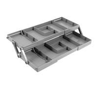 Expandable Drawer Organizer, Plastic Multi Level Drawer Organizer Tray, 2 Tier Office Cosmetic Tray Folding Desk Jewelry Storage Organizer with Divider for Makeup Drawer Office (Double Layer)
