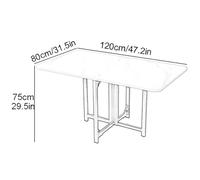 Expandable Drop Leaf Dining Table, Folding Metal Frame Table for Home, Study & Work, Modern Design (White, 120x80x75cm) - Versatile & Space-Saving Solution