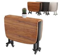 Expandable Drop Leaf Dining Table on Wheels, Multifunctional Space-Saving Furniture for Small Spaces, Perfect for Restaurants, Living Rooms, Patios, and Decks