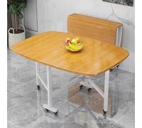 Expandable Drop Leaf Dining Table with 6 Wheels, Space-Saving Folding Table for Kitchen, Bedroom, Living Room, Seats 2-6, 39.4''x23.6'', Yellow