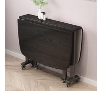 Expandable Drop Leaf Dining Table with 6 Wheels, Space-Saving Folding Table for Kitchen, Living Room, Bedroom, Seats 2-6, 39.4''x23.6'', Modern Black Design