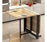 Expandable Drop Leaf Dining Table with Metal Bracket, Foldable Space-Saving Furniture, 3-in-1 Design, E-Black Legs, 100cm/39.3in - Perfect for Small Spaces