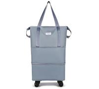 Expandable Duffle Pack Lightweight Collapsible Trolley Bag Oxford Cloth Dry-Wet Separation Unisex Business Trip for Travel(Blue)