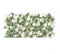 Expandable Faux Ivy Greenery Fence Panel with Artificial Flowers for Garden Patio Balcony Privacy Screen Decorative Outdoor Fencing Easy Install UV Resistant