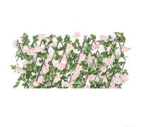 Expandable Faux Ivy Privacy Fence Panel with Artificial Flowers for Garden Patio and Terrace Lightweight Decorative Greenery Fencing Solution