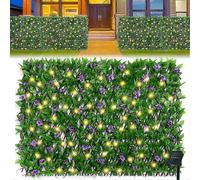 Expandable Fence with Solar Light String Stretchable Foliage Privacy Fence Faux Ivy Fence Panel Backdrop Artificial Hedges Fence