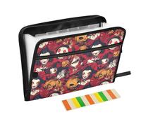 Expandable File Folder 13 Pockets A4 Letter Size Folder with Closure with Zipper Closure for Office Workers Stationery Organizer Supplies Halloween Scary Bloody Zombie Pumpkin