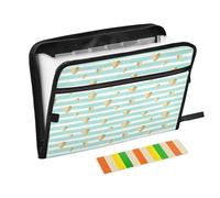 Expandable File Folder 13 Pockets A4 Letter Size Folders for School with Zipper Closure for Students Office Document Organizer Hearts Mint Green Stripes