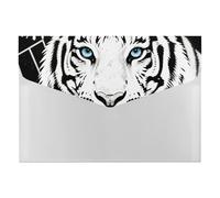 Expandable File Folder with 6-Pocket - 13x9.1 Inches A4 Size Waterproof PP Document Organizer, Black White Tiger Accordion File Organizer for Office Home