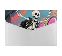 Expandable File Folder with 6-Pocket - 13x9.1 Inches A4 Size Waterproof PP Document Organizer, Skateboard Skeleton Skull Accordion File Organizer for Office Home