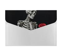 Expandable File Folder with 6-Pocket - 13x9.1 Inches A4 Size Waterproof PP Document Organizer, Skeleton Holding A Red Rose Accordion File Organizer for Office Home