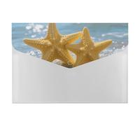 Expandable File Folder with 6-Pocket - 13x9.1 Inches A4 Size Waterproof PP Document Organizer, Yellow Starfish on Beach Accordion File Organizer for Office Home